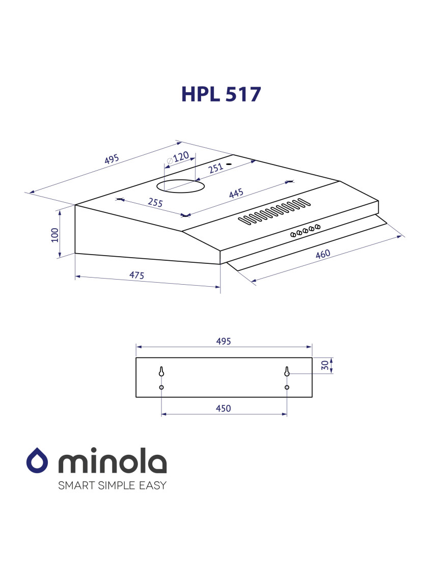 Вытяжка плоская Minola HPL 517 BL