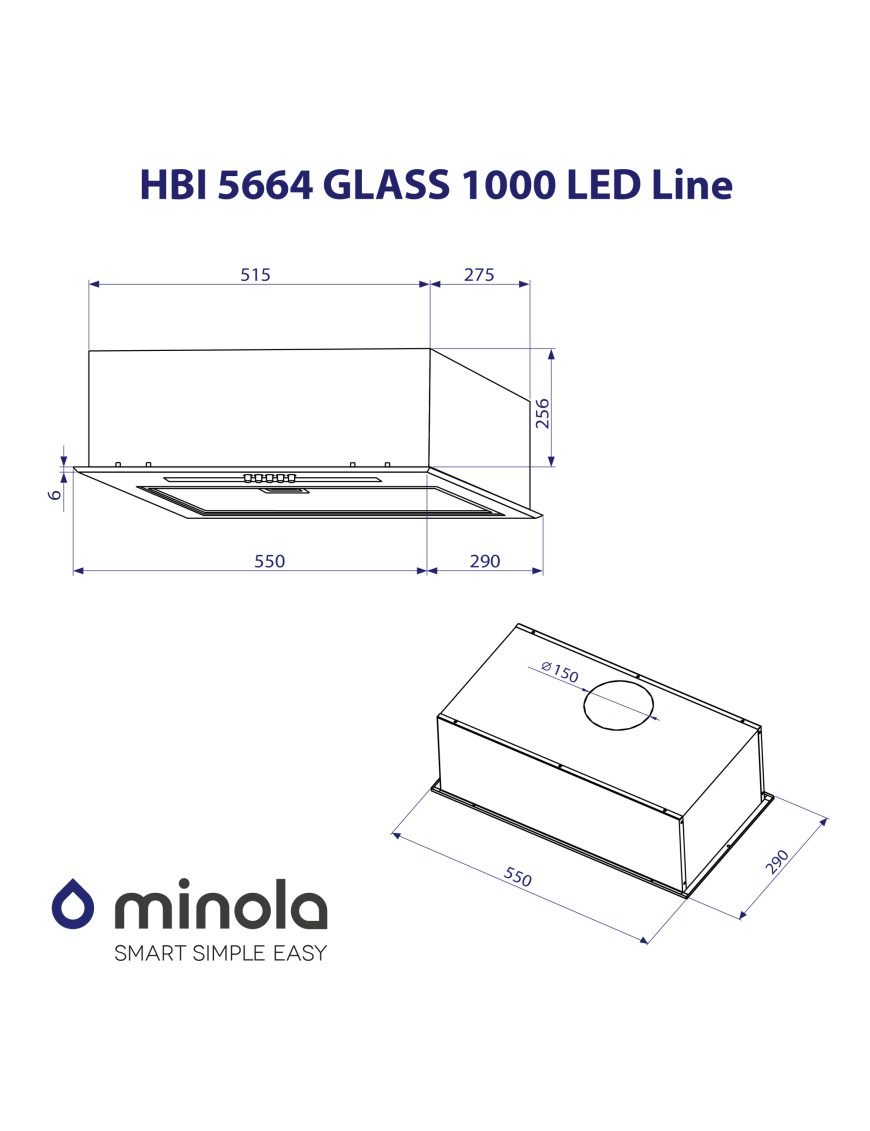 Вытяжка полновстраиваемая Minola HBI 5664 WH GLASS 1000 LED Line Вытяжка полновстраиваемая Minola HBI 5664 WH GLASS 1000 LED Line