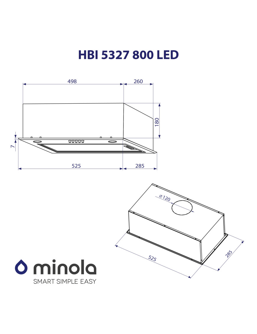 Вытяжка полновстраиваемая Minola HBI 5327 GR 800 LED Вытяжка полновстраиваемая Minola HBI 5327 GR 800 LED