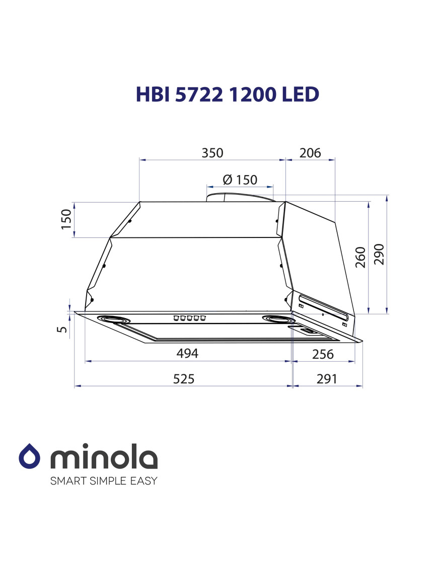 Вытяжка полновстраиваемая Minola HBI 5722 BL 1200 LED Вытяжка полновстраиваемая Minola HBI 5722 BL 1200 LED