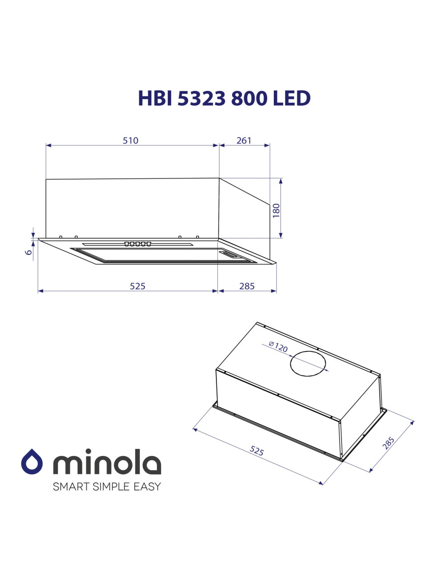 Вытяжка полновстраиваемая Minola HBI 5323 GR 800 LED Вытяжка полновстраиваемая Minola HBI 5323 GR 800 LED