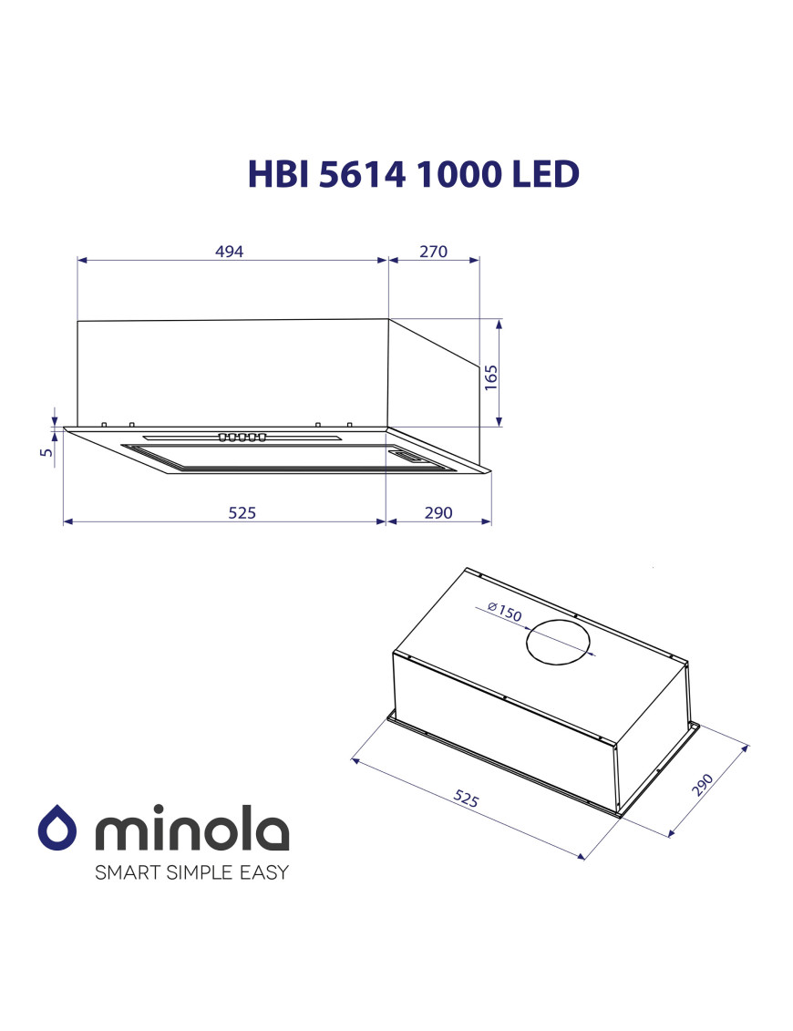 Вытяжка полновстраиваемая Minola HBI 5614 I 1000 LED Вытяжка полновстраиваемая Minola HBI 5614 I 1000 LED