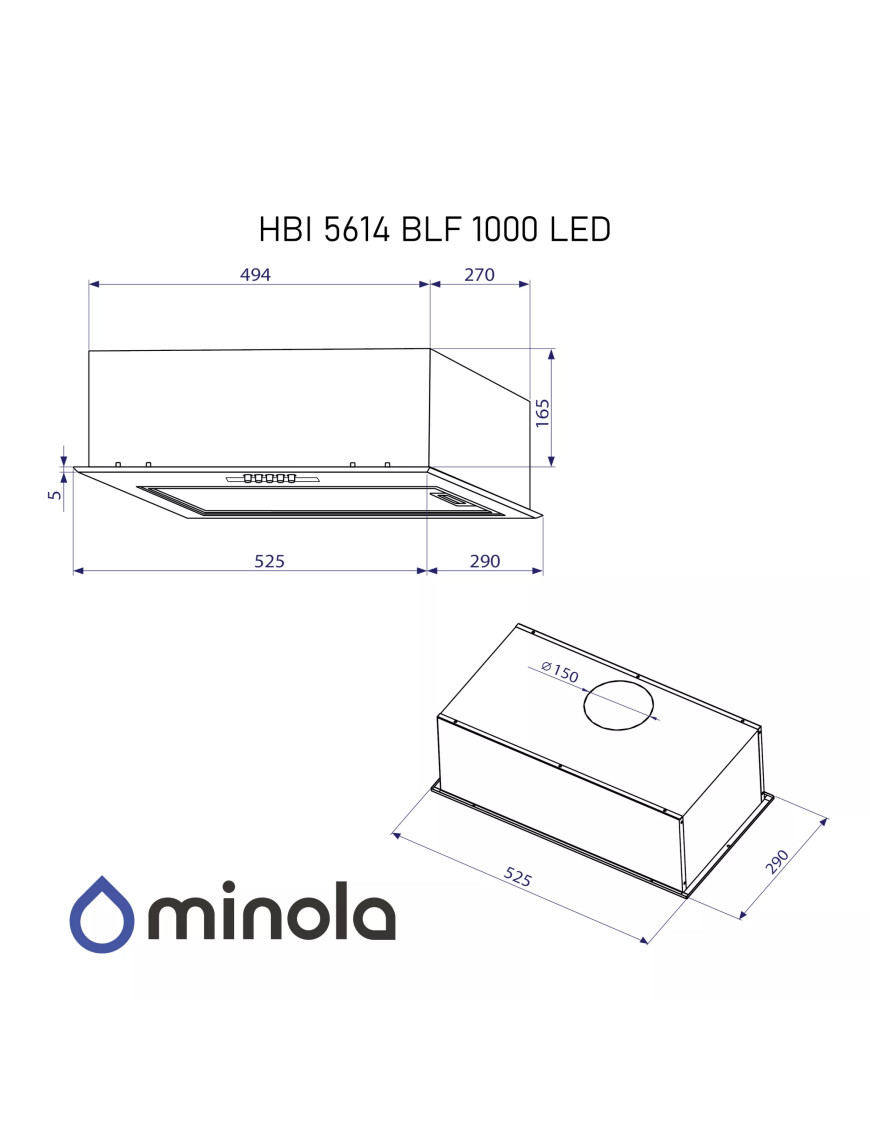 Вытяжка полновстраиваемая Minola HBI 5614 BLF 1000 LED Вытяжка полновстраиваемая Minola HBI 5614 BLF 1000 LED