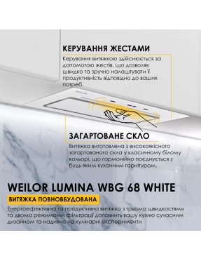 Вытяжка полновстраиваемая WEILOR LUMINA WBG 68 WHITE