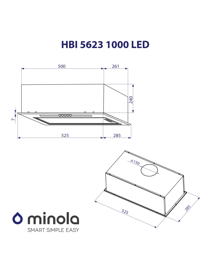 Вытяжка полновстраиваемая Minola HBI 5623 I 1000 LED Вытяжка полновстраиваемая Minola HBI 5623 I 1000 LED