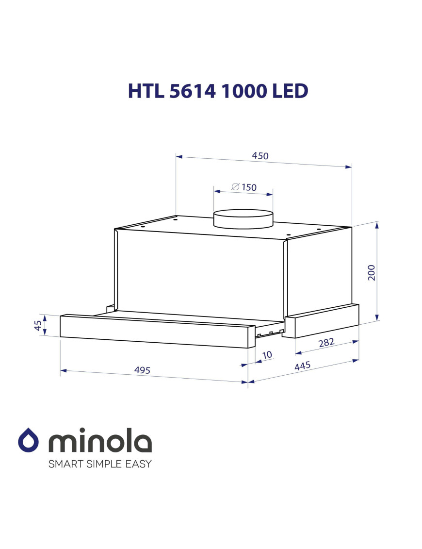 Вытяжка телескопическая Minola HTL 5614 I 1000 LED Вытяжка телескопическая Minola HTL 5614 I 1000 LED