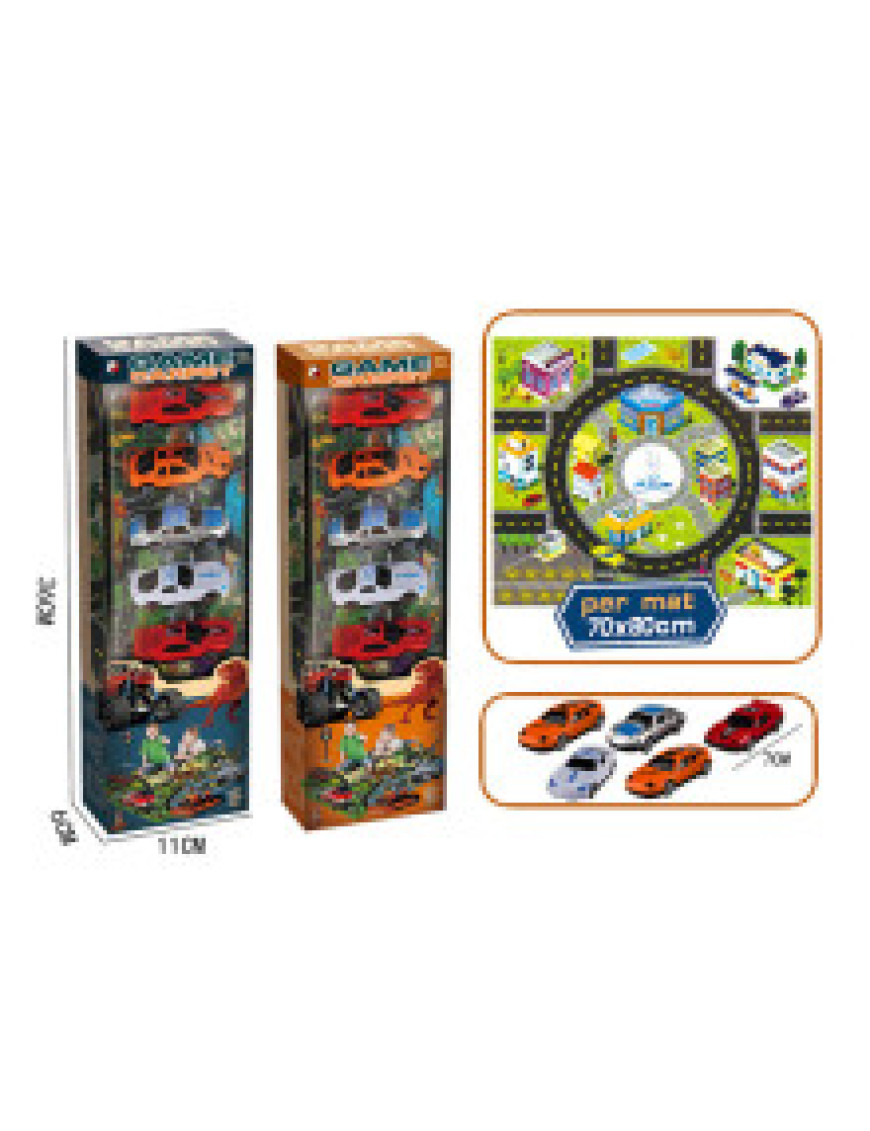 Килимок дорога та 5 машинок метал B801-A3 Килимок дорога та 5 машинок метал B801-A3