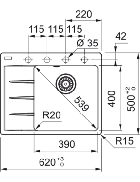 Кухонная мойка Franke Centro CNG 611-62 TL 114.0630.455